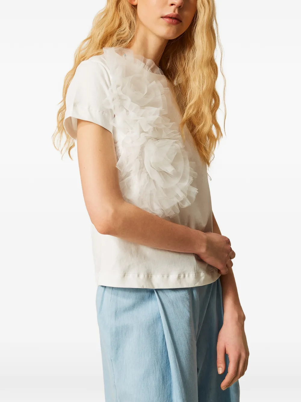 TWINSET Tulen T-shirt met bloemen Wit