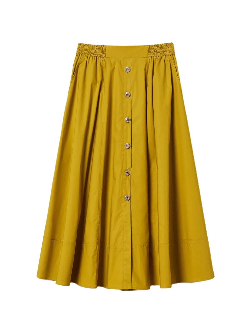 Twinset Buttoned Midi Skirt In Yellow