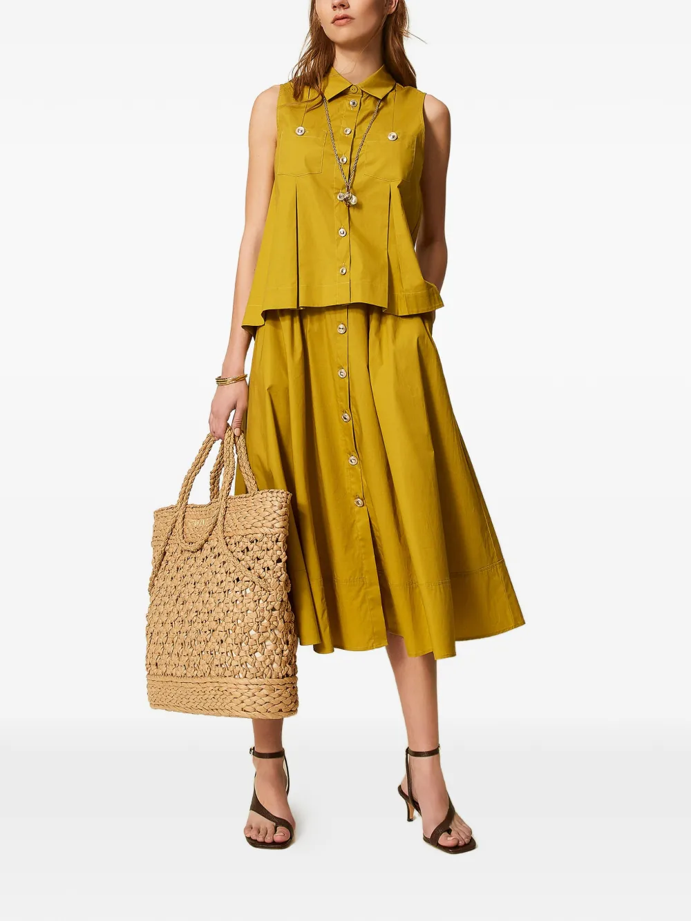  Twinset Buttoned Midi Skirt - Yellow 