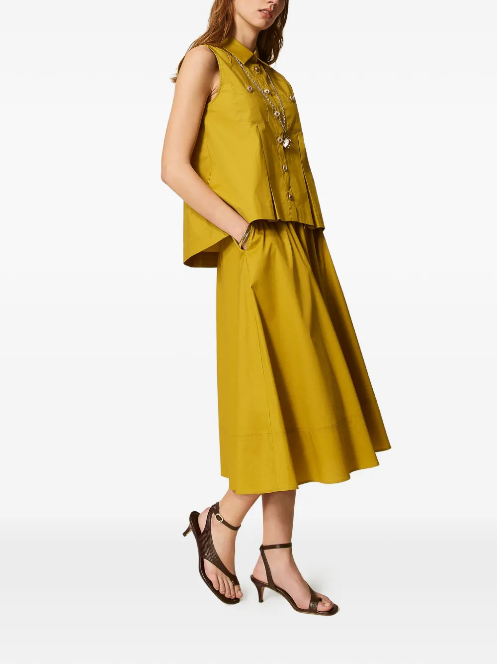  Twinset Buttoned Midi Skirt - Yellow 