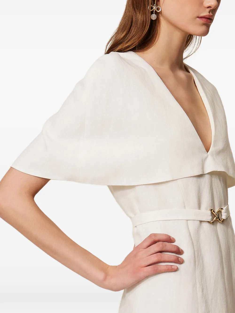 TWINSET Mini-jurk met cape en ceintuur Wit