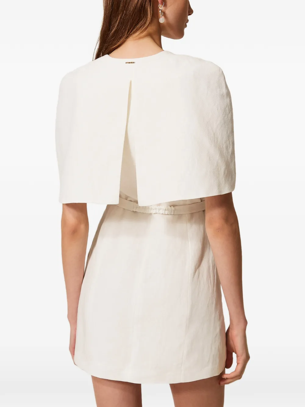 TWINSET Mini-jurk met cape en ceintuur Wit