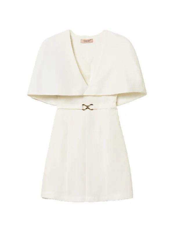 knee length dresses for ladies Cape-Effect Belted Charmeuse Mini Dress