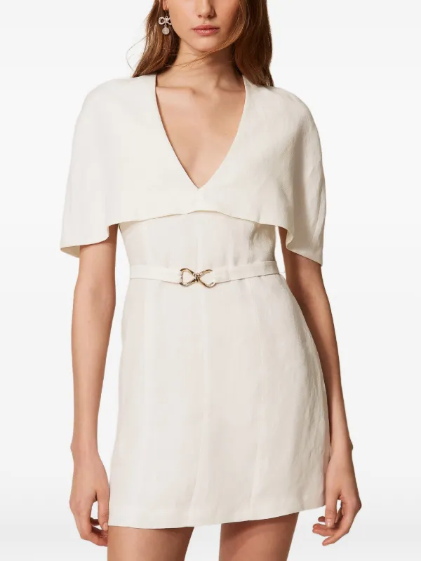 short white cape dress Prislia | Round-Neck Mini With The pure white hue exudes timeless elegance Kristveig White Cape Design Structured