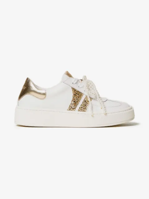 TWINSET Kids glitter-detail lace-up sneakers 