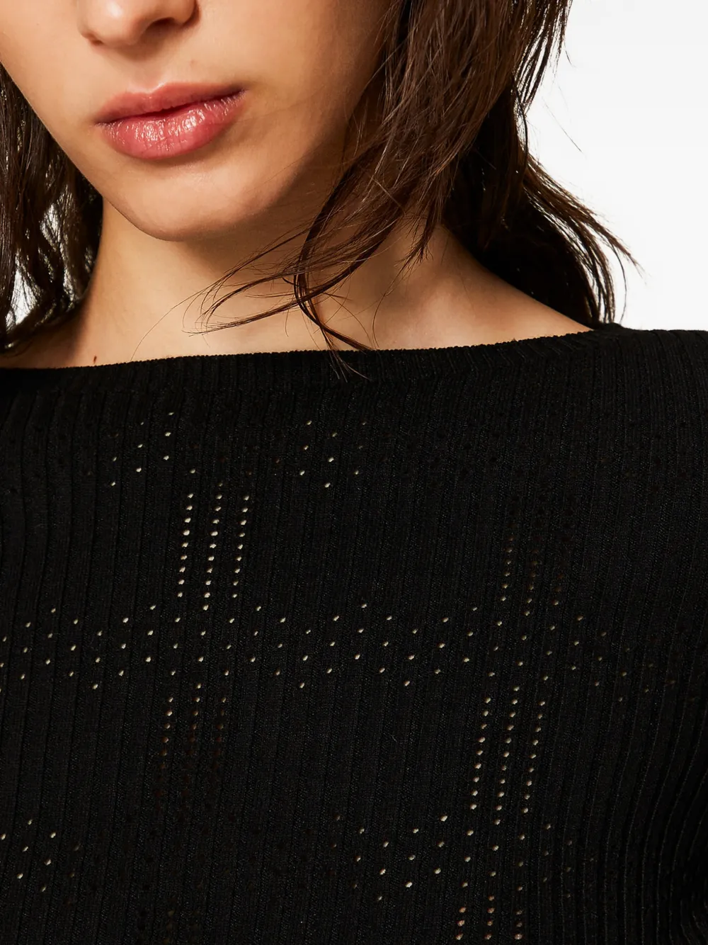 TWINSET Geribbeld gebreid T-shirt met lange mouwen Zwart