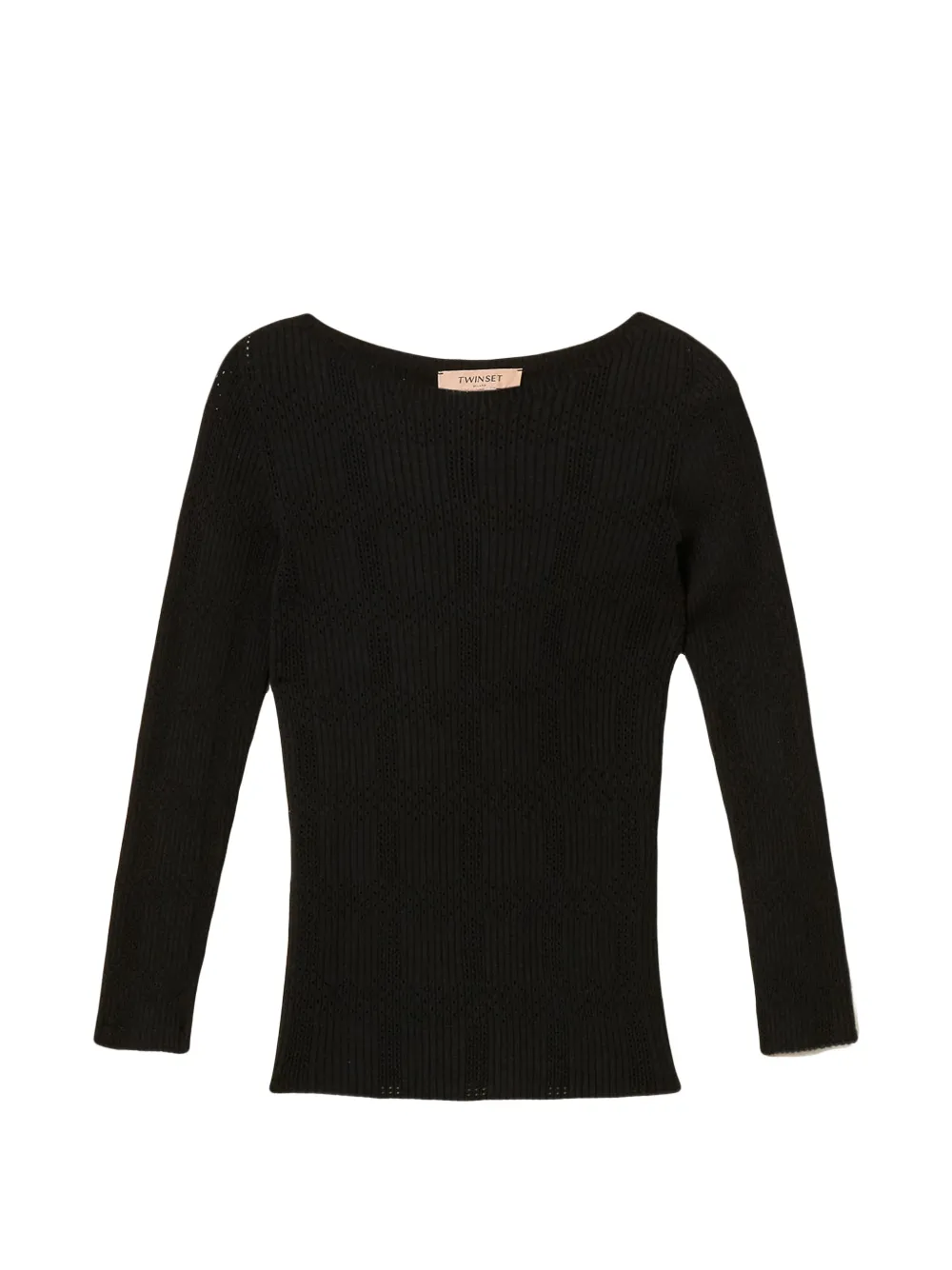 TWINSET ribbed long-sleeve knitted T-shirt - Nero