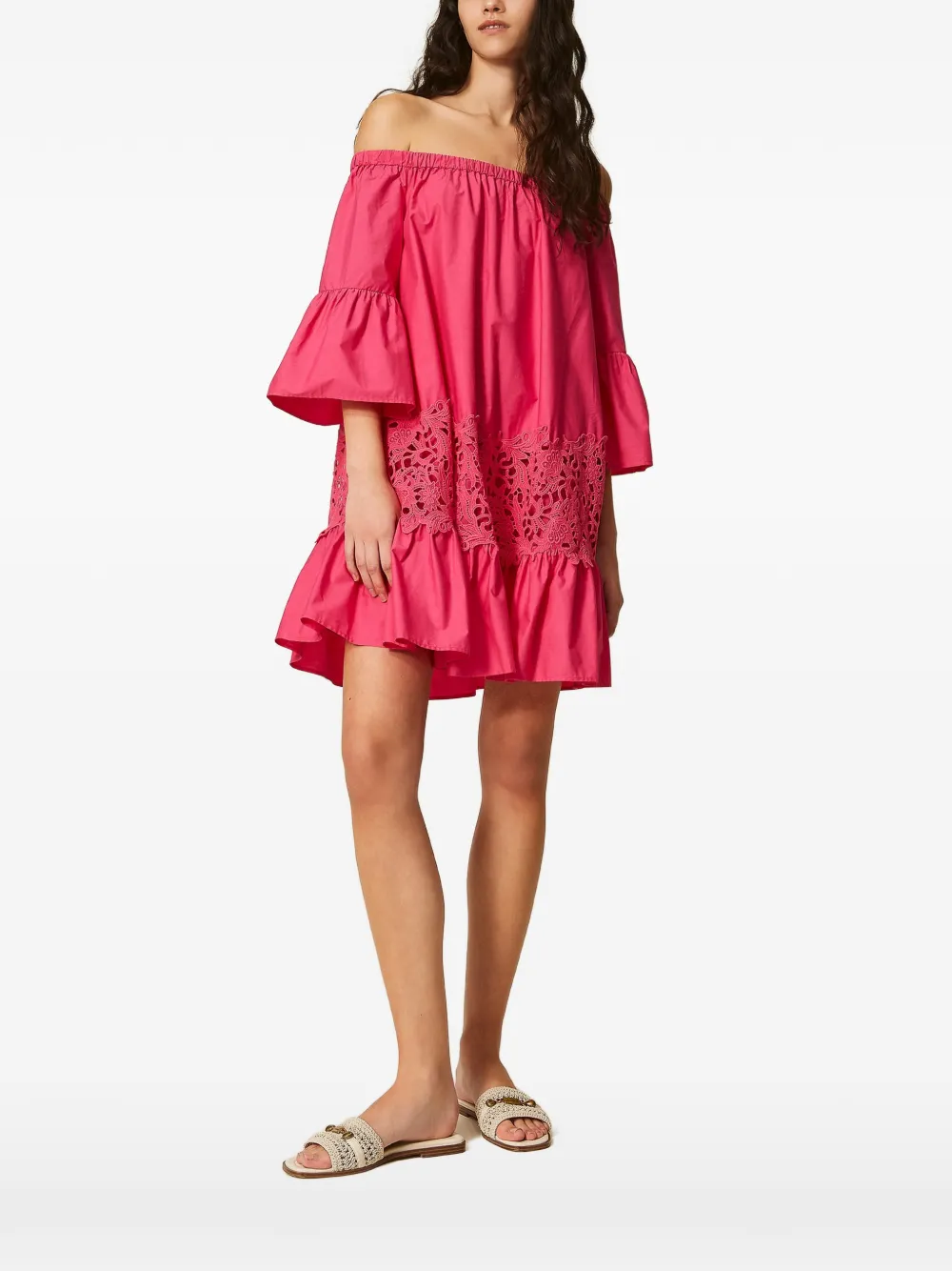 TWINSET Popeline tuniek met macramé Roze