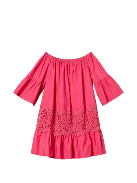 TWINSET short poplin kaftan with macramé