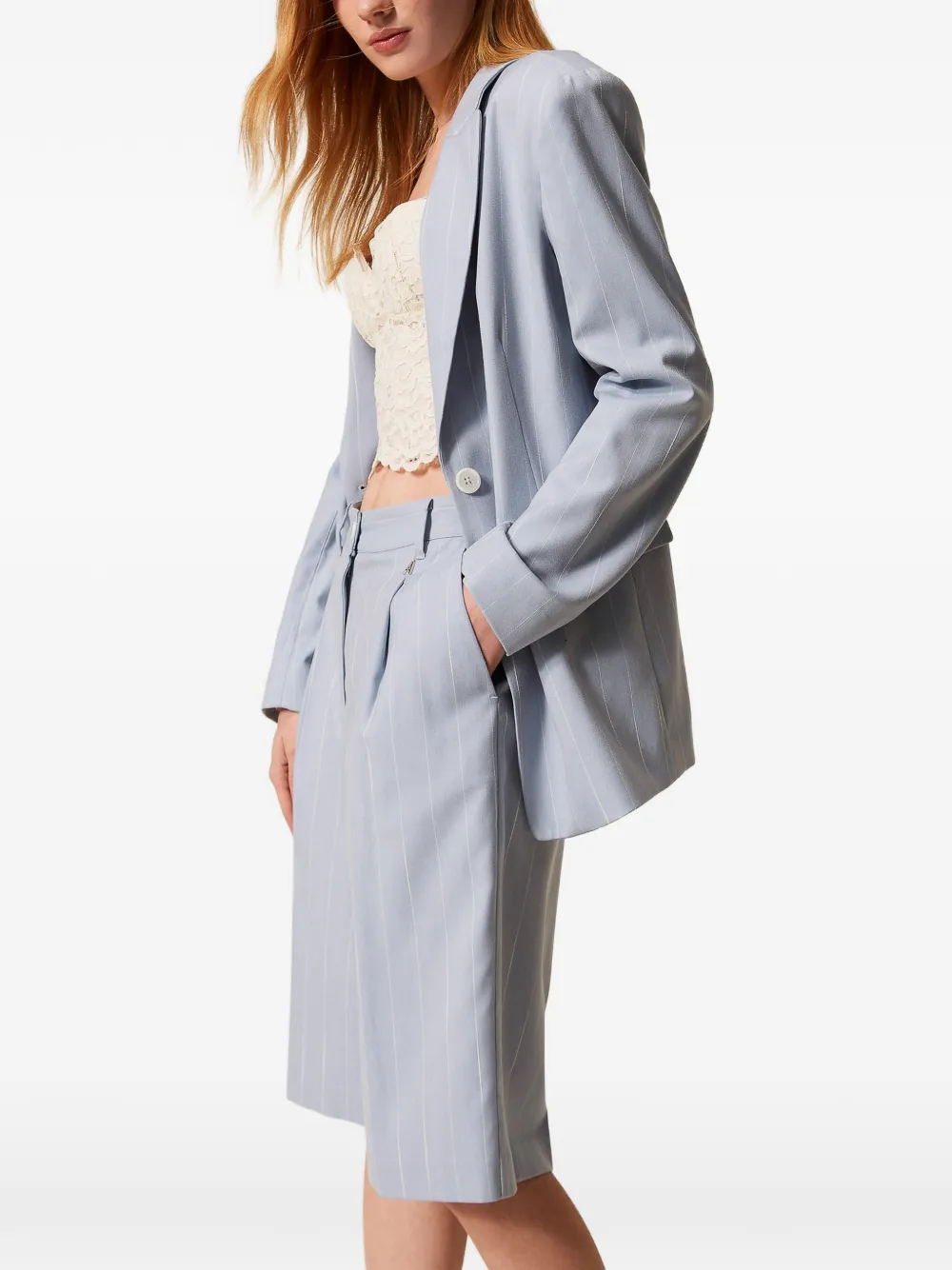 TWINSET Shorts met krijtstreep Blauw