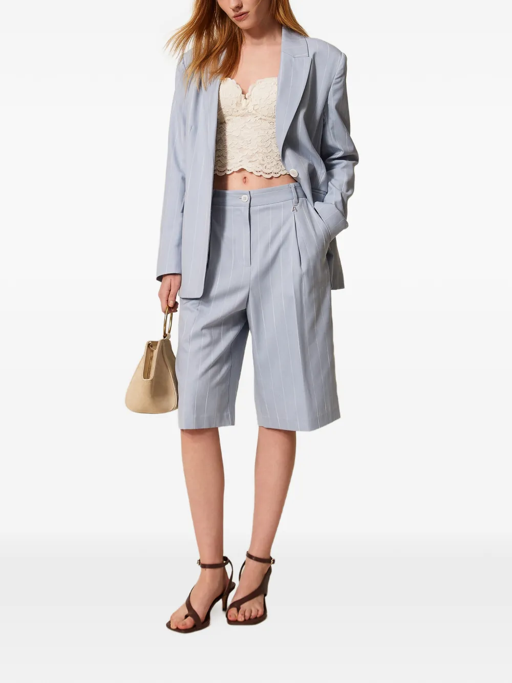 TWINSET Shorts met krijtstreep Blauw