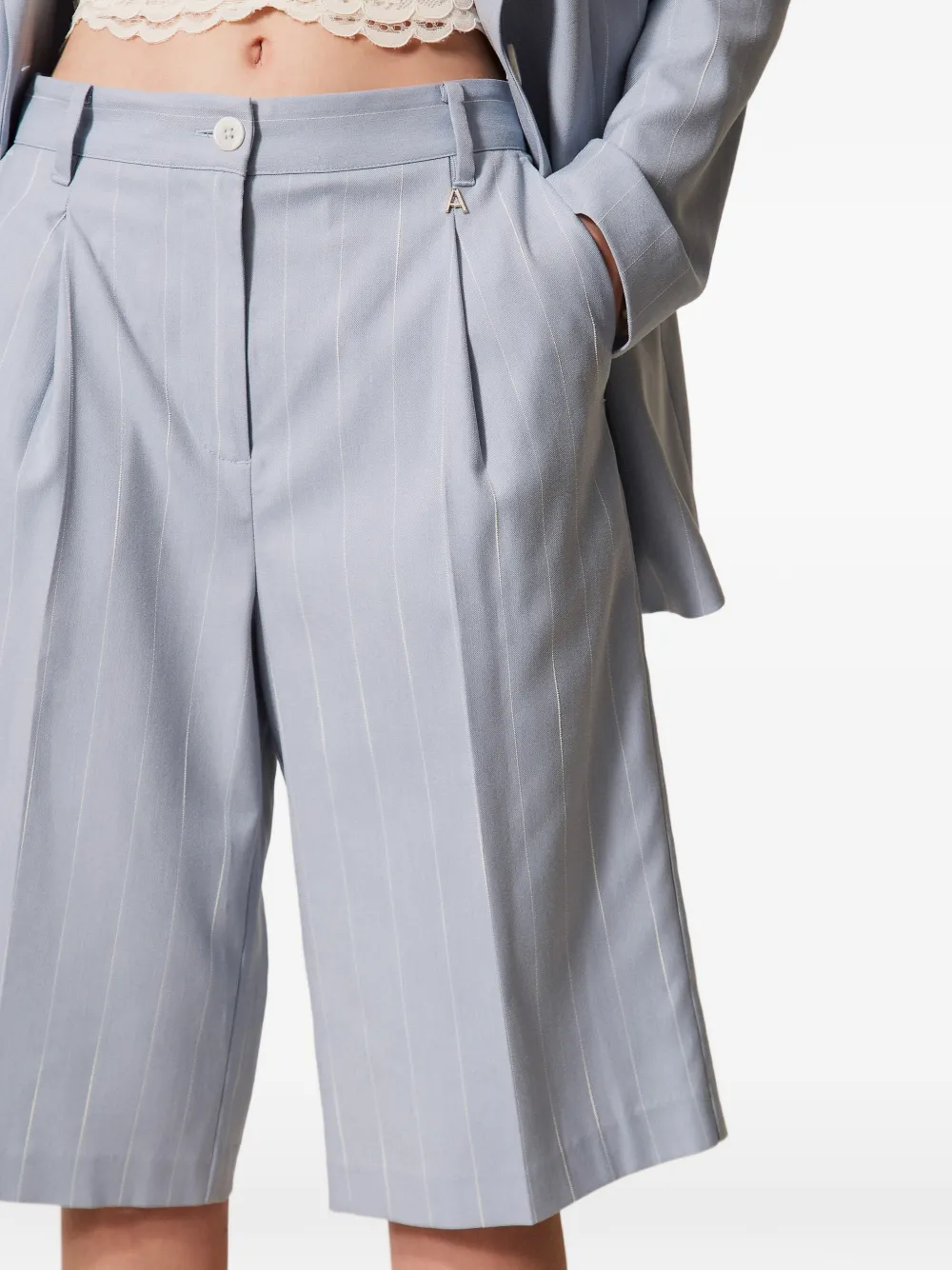 TWINSET Shorts met krijtstreep Blauw