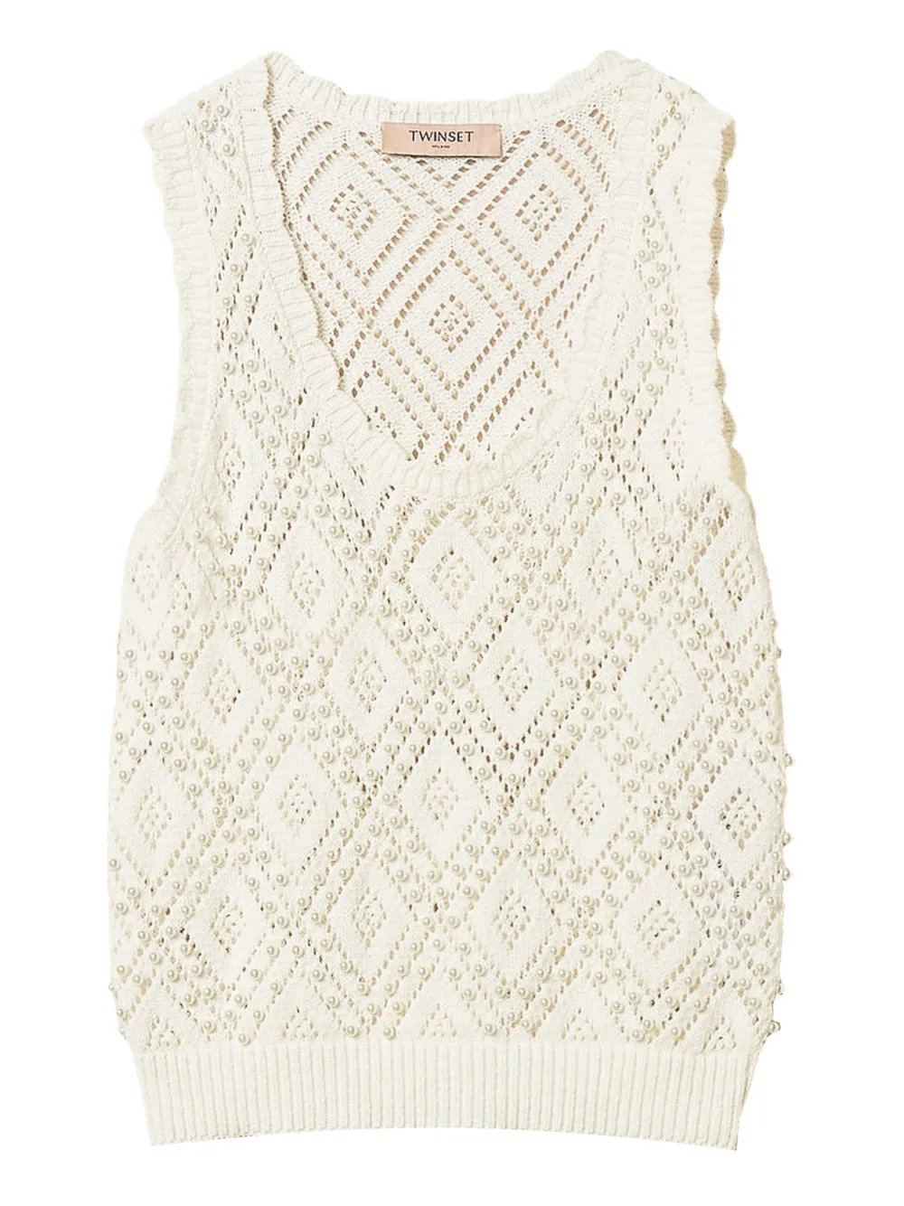 TWINSET Top a rombi - Bianco