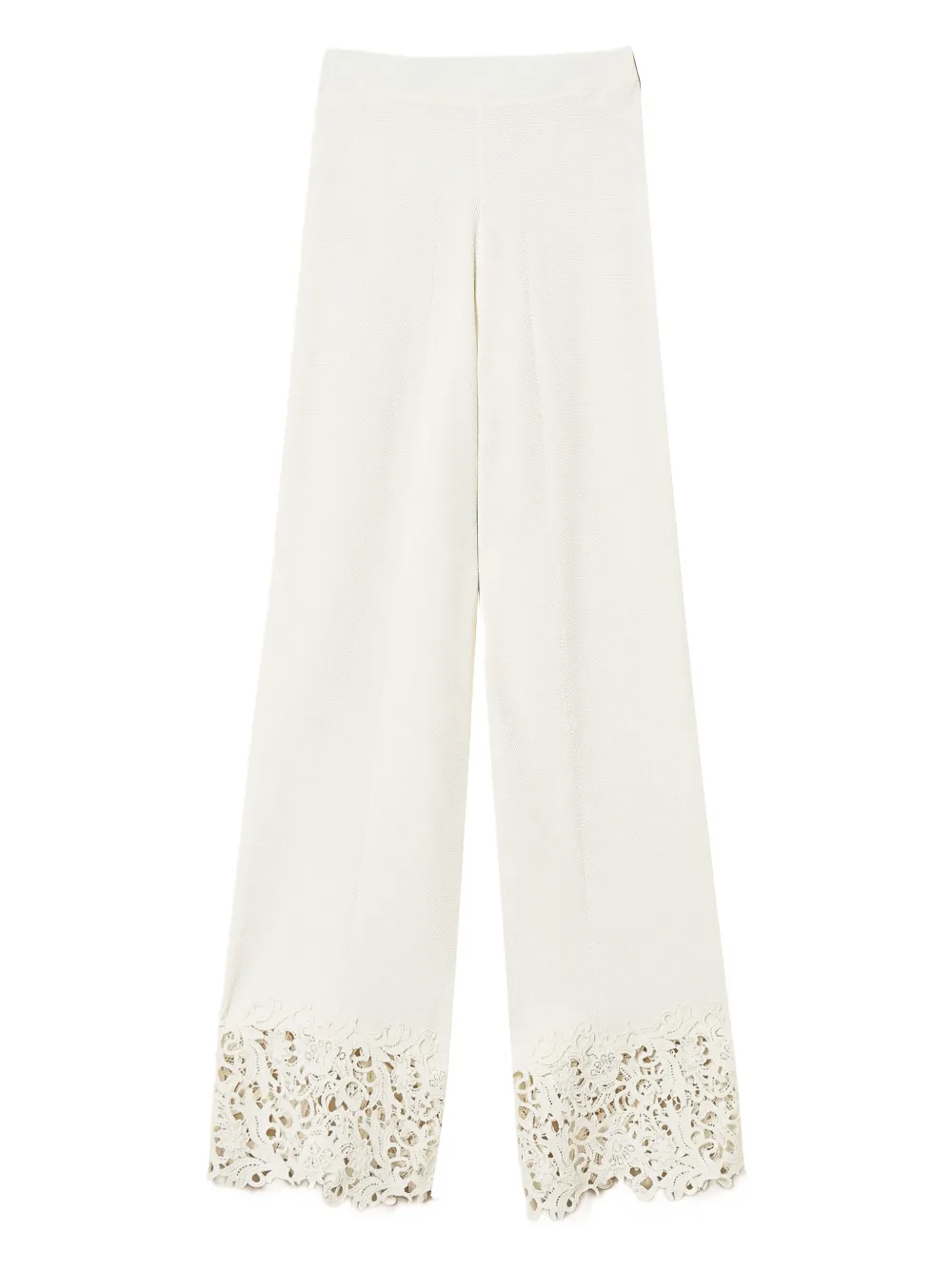 Twinset Knitted Lace-panel Trousers In White
