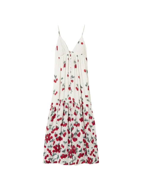 TWINSET Langes Spitzenkleid mit Kirschen-Print