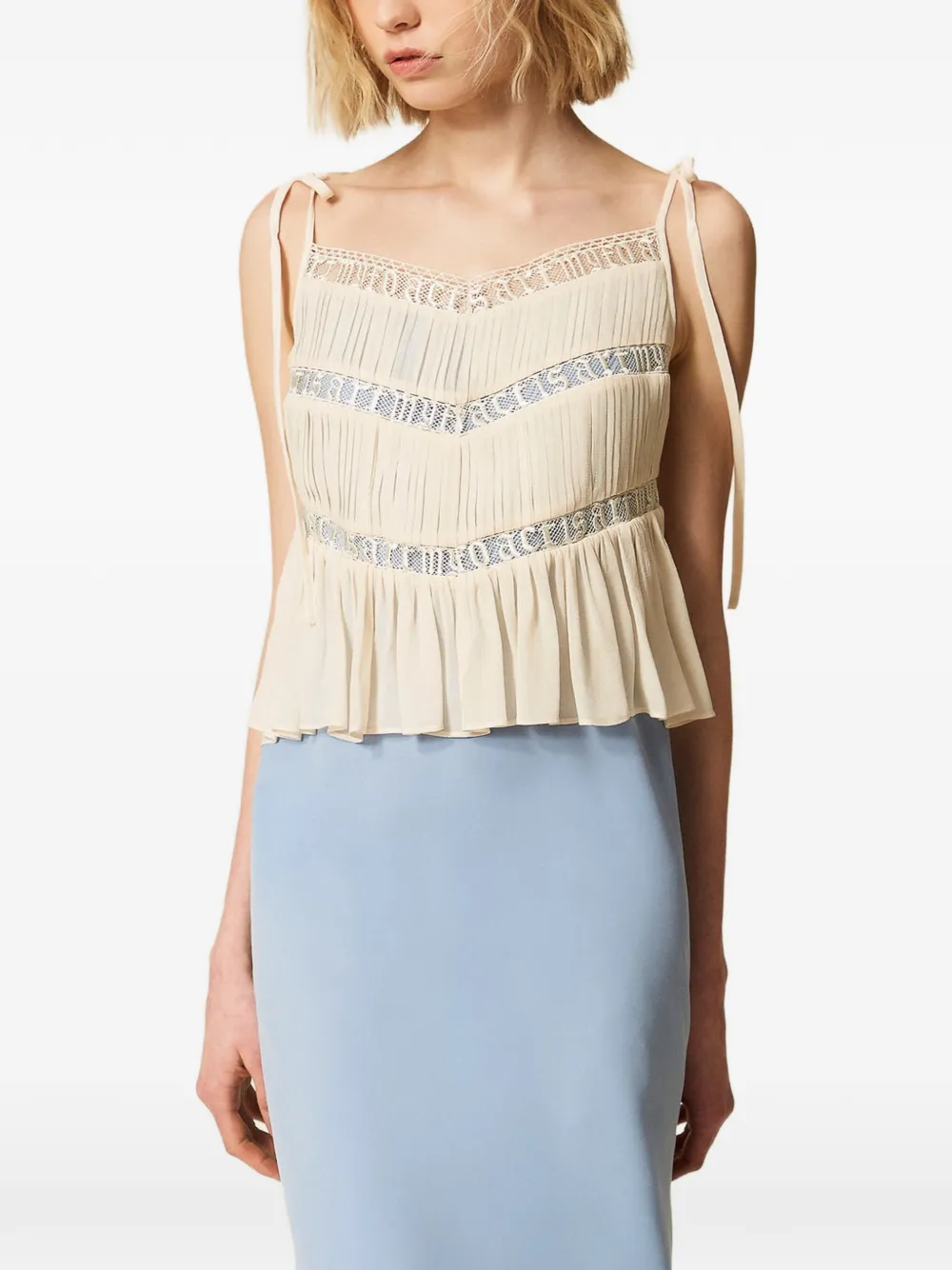 TWINSET Midi-jurk met kanten afwerking Blauw
