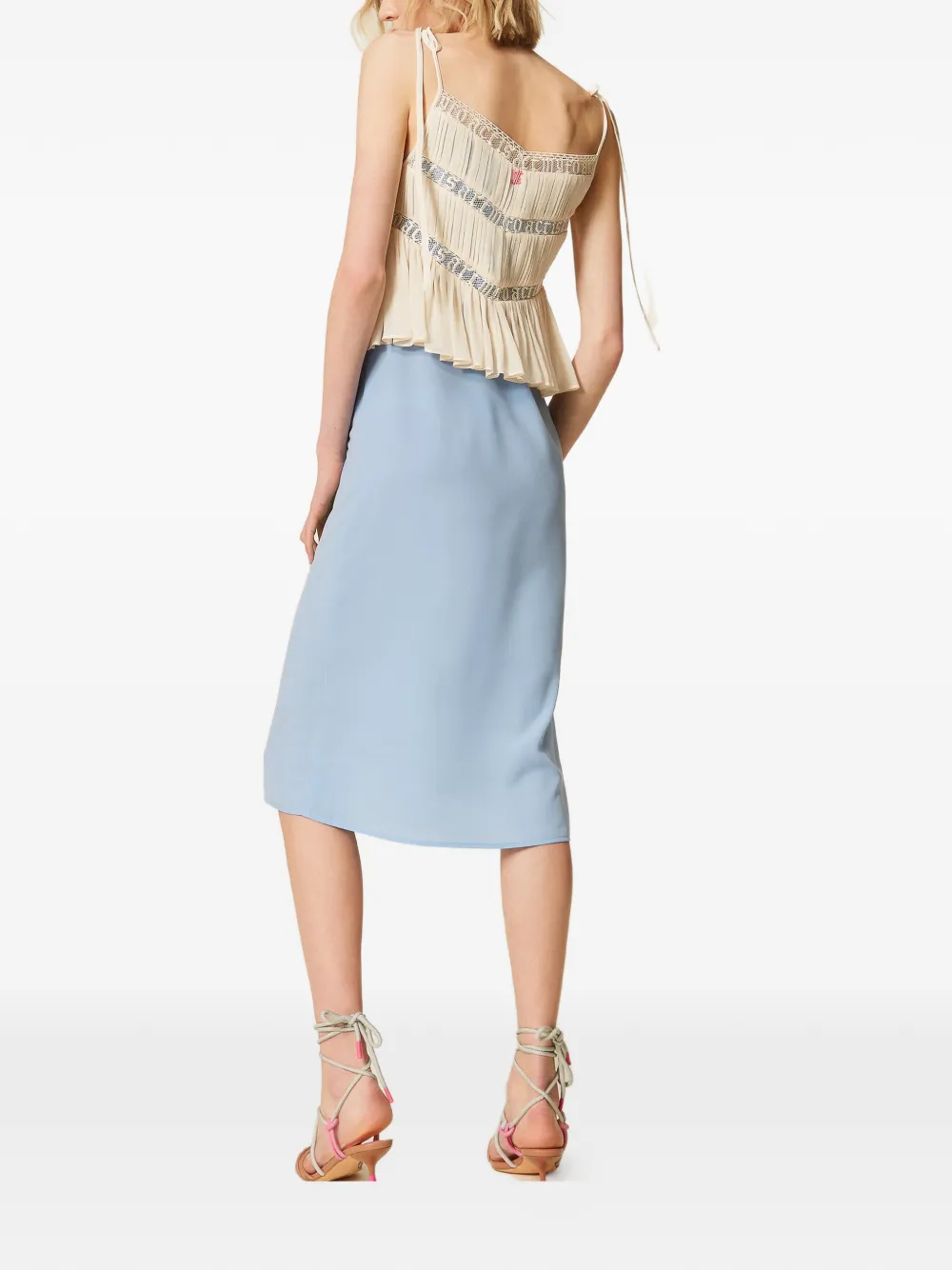 TWINSET Midi-jurk met kanten afwerking Blauw
