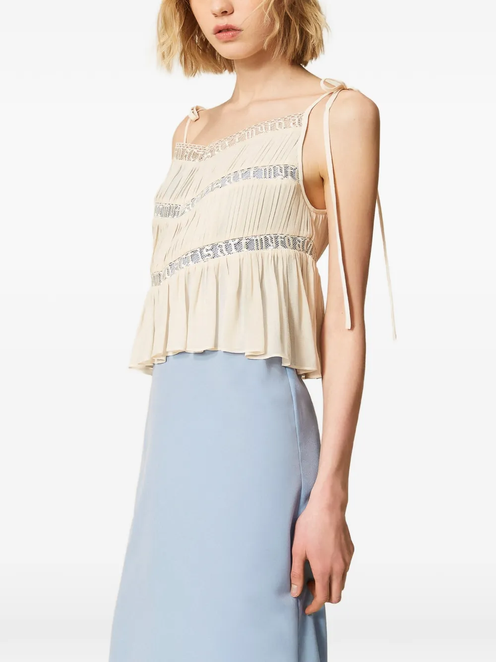 TWINSET Midi-jurk met kanten afwerking Blauw