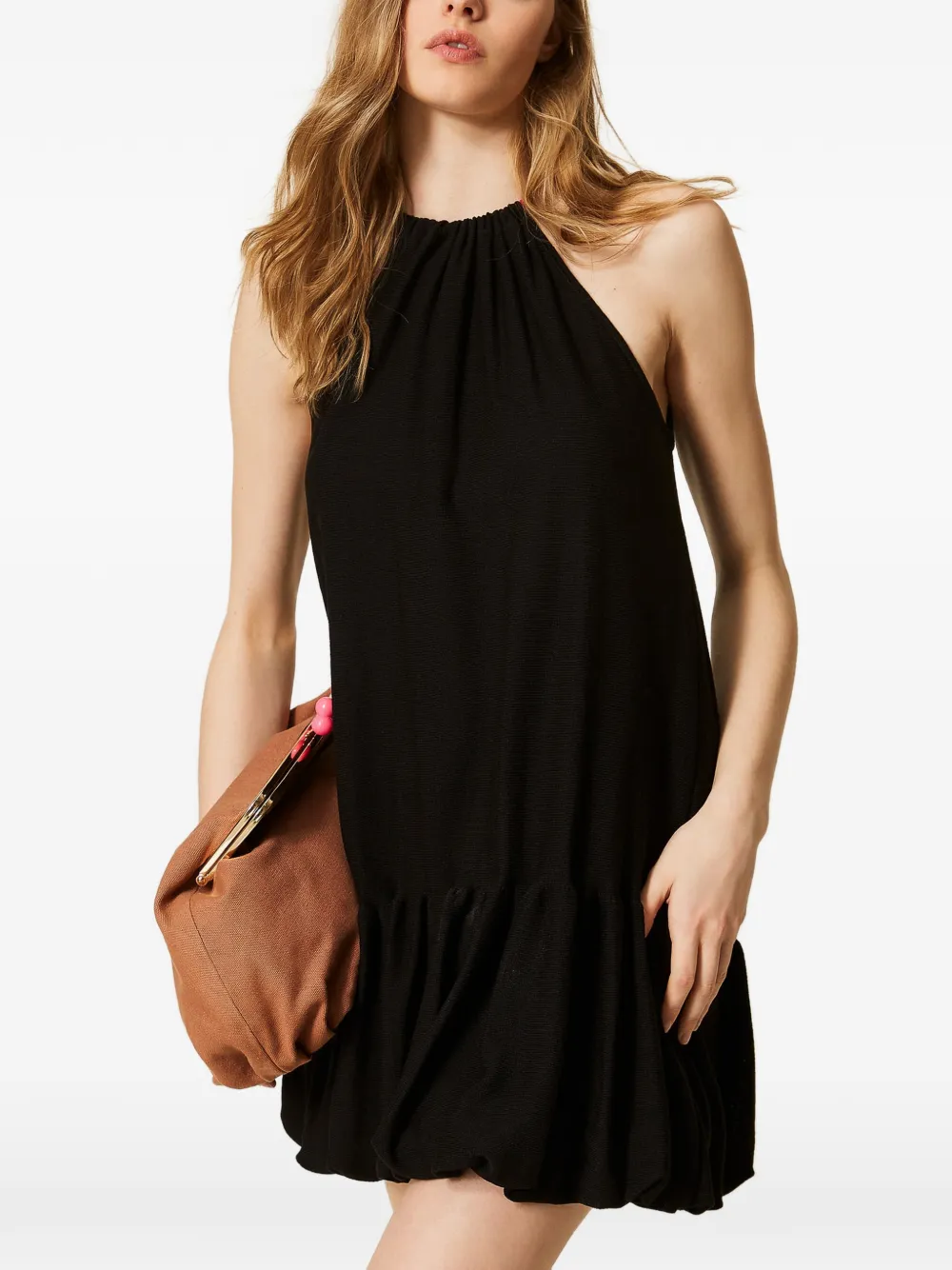 TWINSET x Myfo mini-jurk met halternek en ruches Zwart