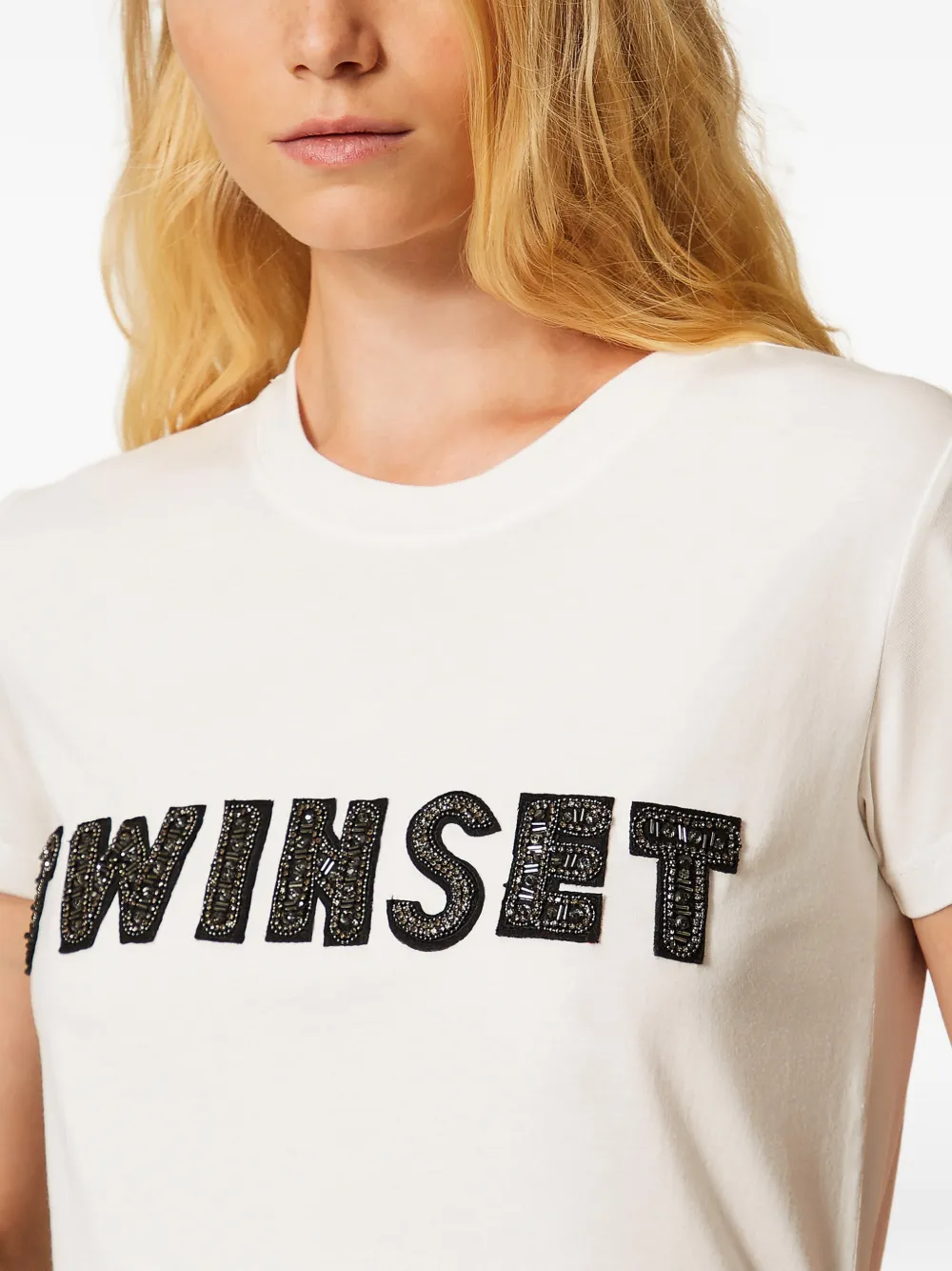 TWINSET T-shirt met geborduurde logo-patch Wit