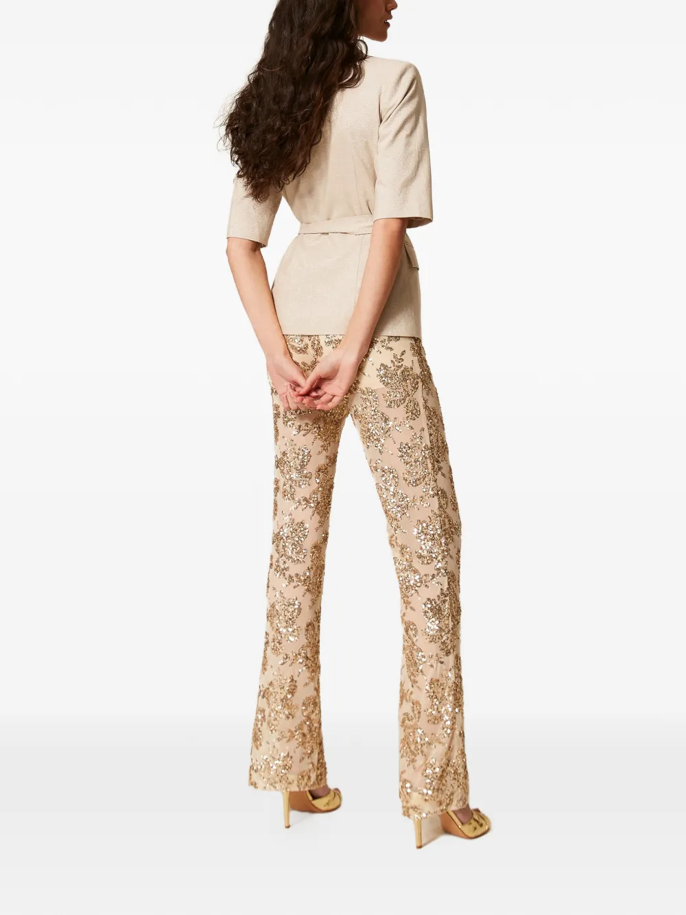 TWINSET Broek verfraaid met pailletten Beige