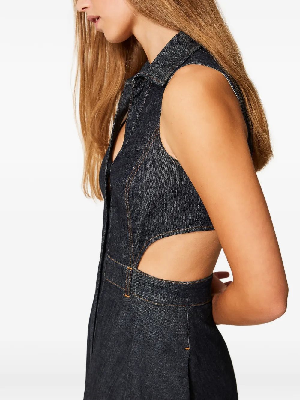 TWINSET Denim maxi-jurk met uitgesneden detail Blauw