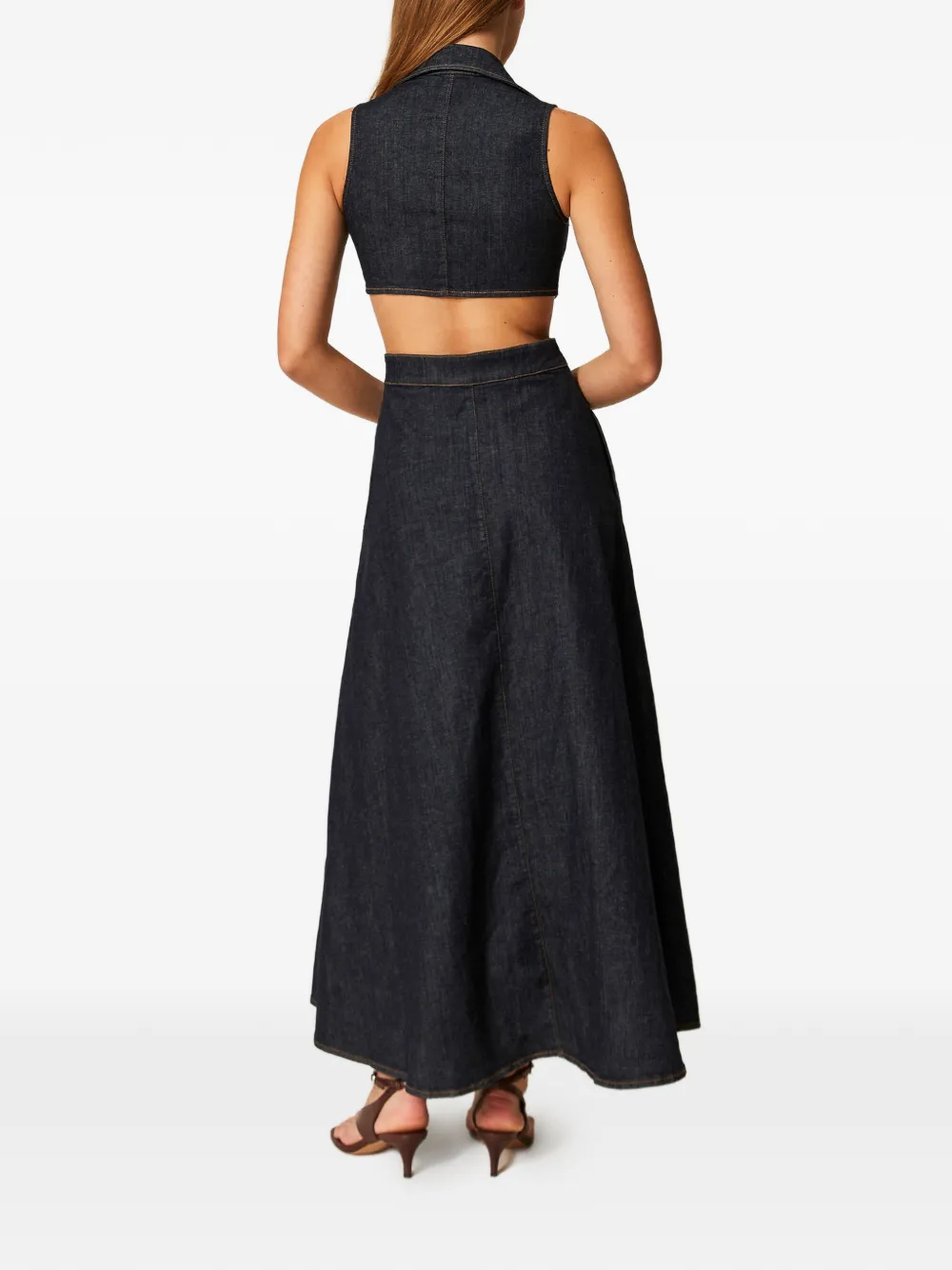 TWINSET Denim maxi-jurk met uitgesneden detail Blauw