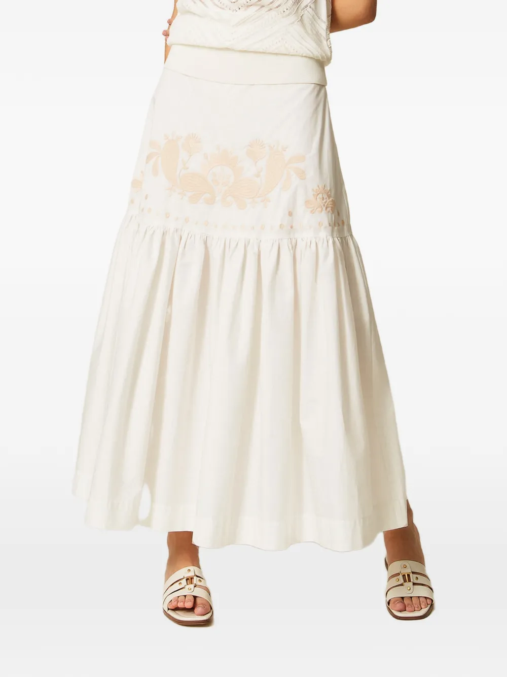 TWINSET Rok met geborduurde bloemen Wit
