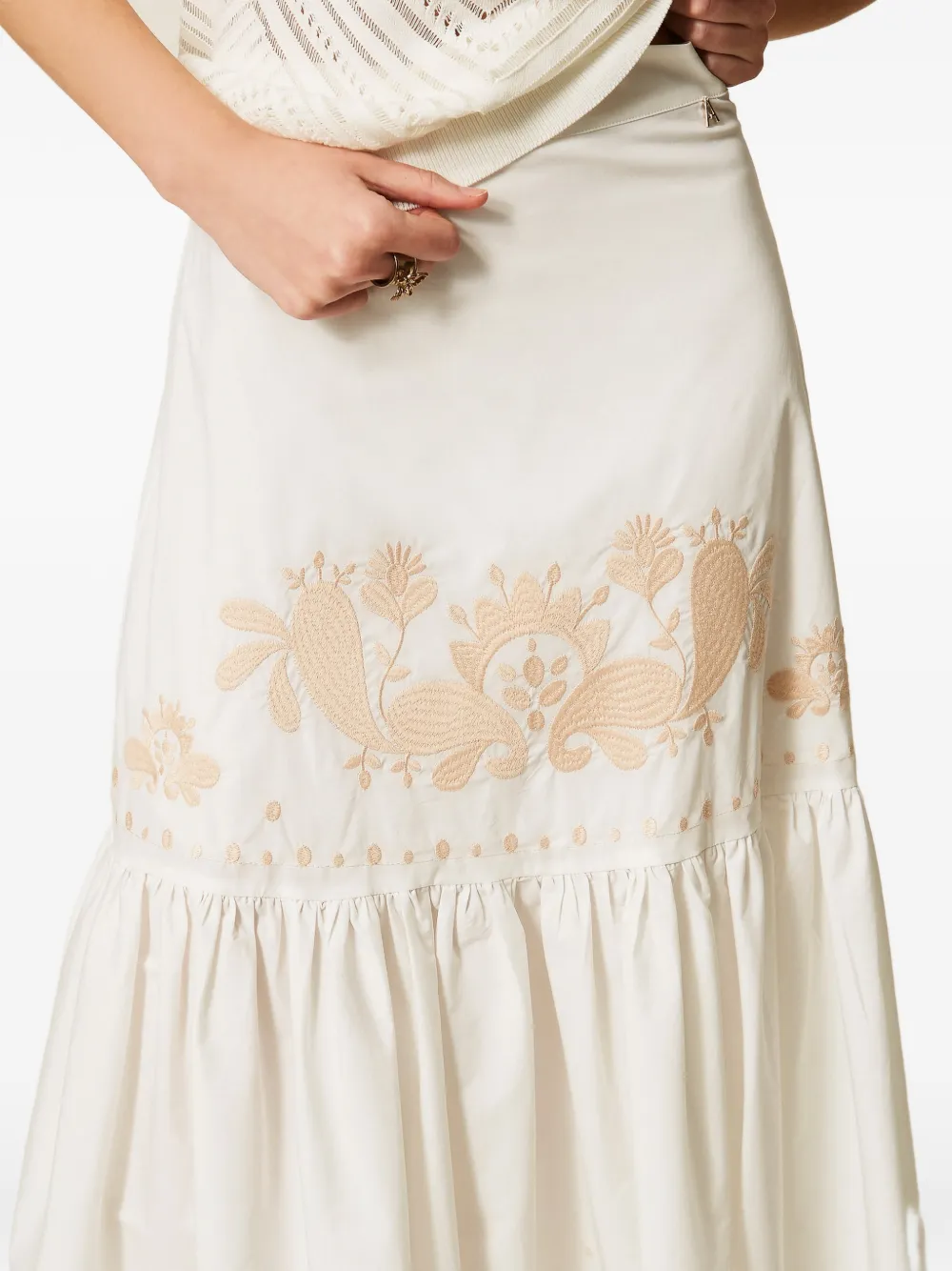 TWINSET Rok met geborduurde bloemen Wit