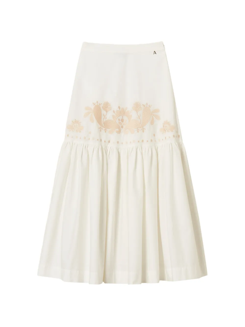 TWINSET floral-embroidered tiered skirt - Bianco