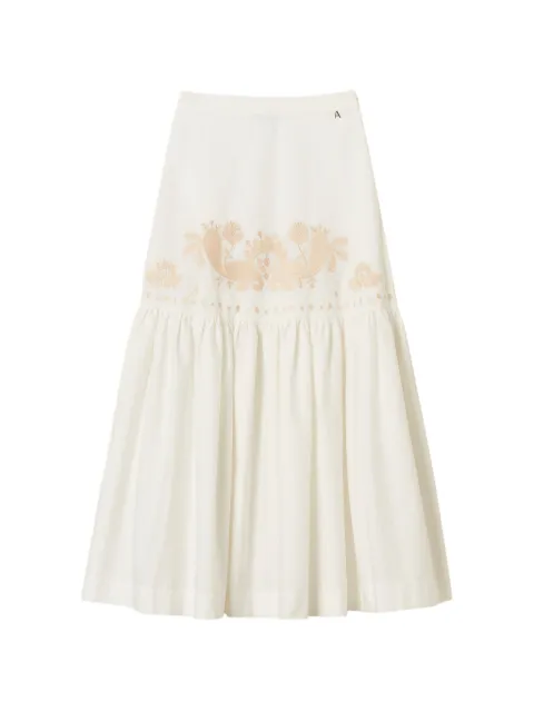 TWINSET floral-embroidered tiered skirt