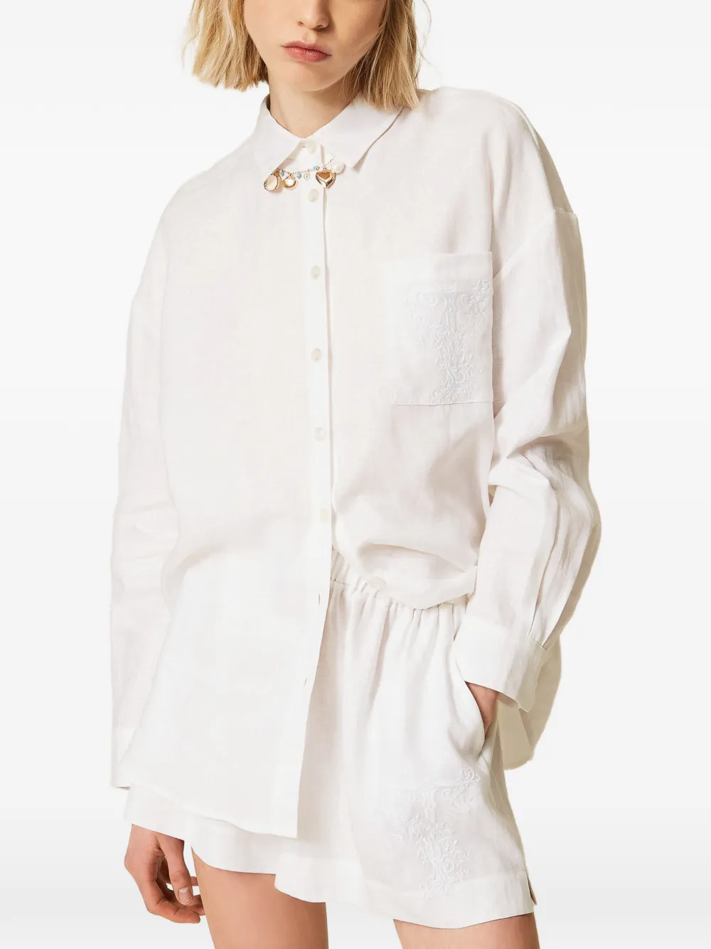 TWINSET Blouse met borstzak en gestrikte achterkant Wit