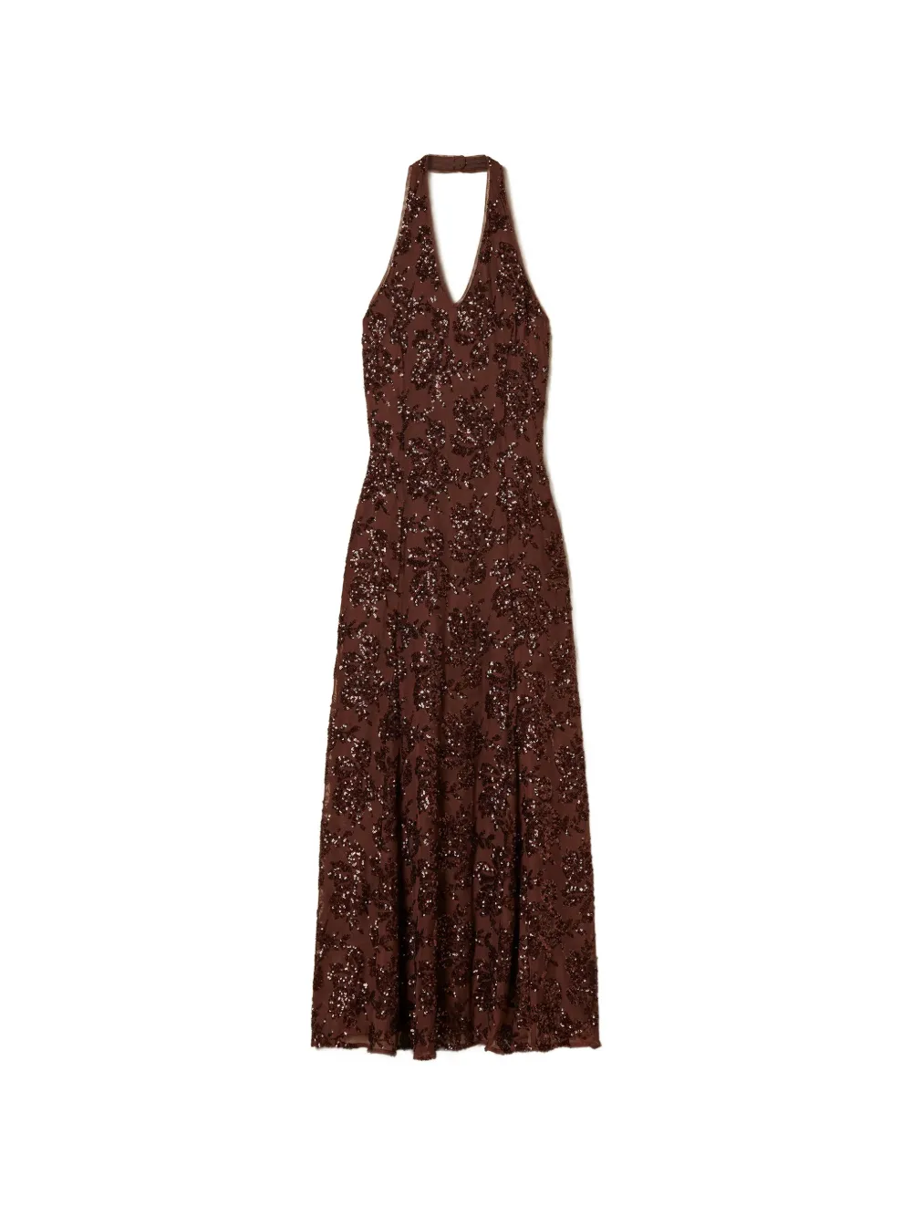 TWINSET sequinned halterneck dress - Marrone