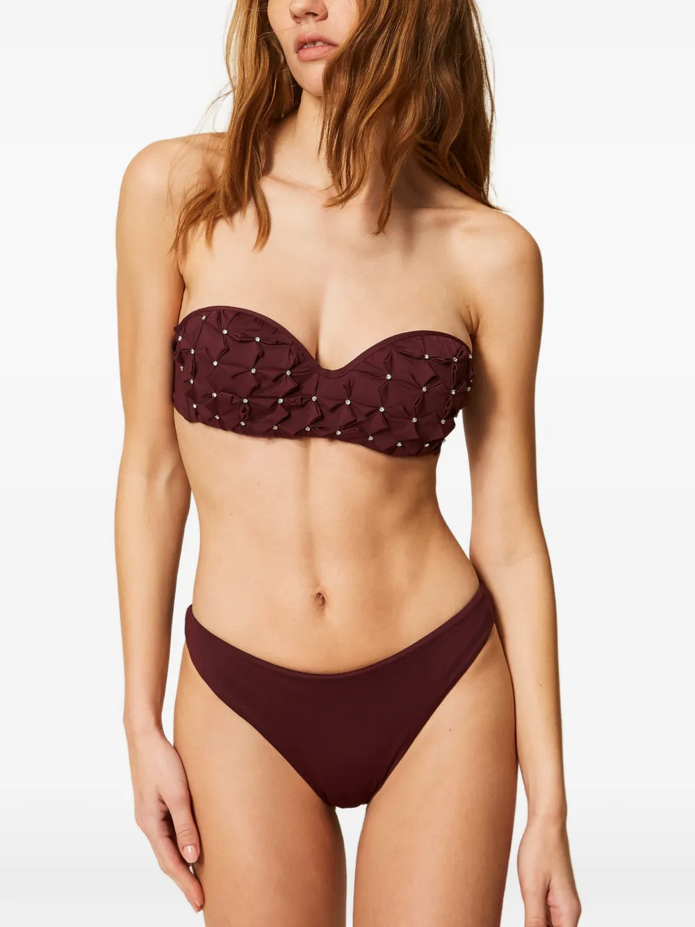 TWINSET Bikinitop en slip met borduurwerk Rood