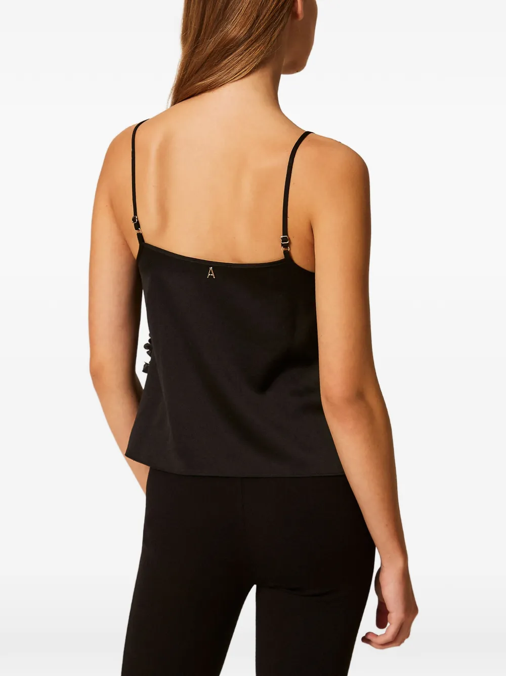 TWINSET Crêpe de chine en tulen top met bloemen Zwart