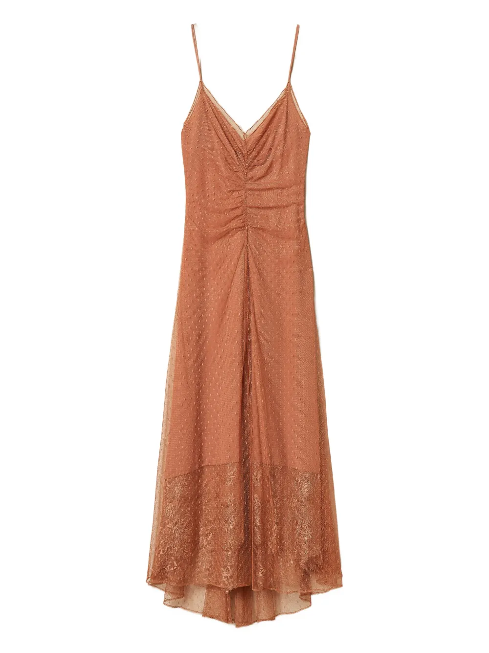Twinset Point D'esprit Maxi Dress In Brown