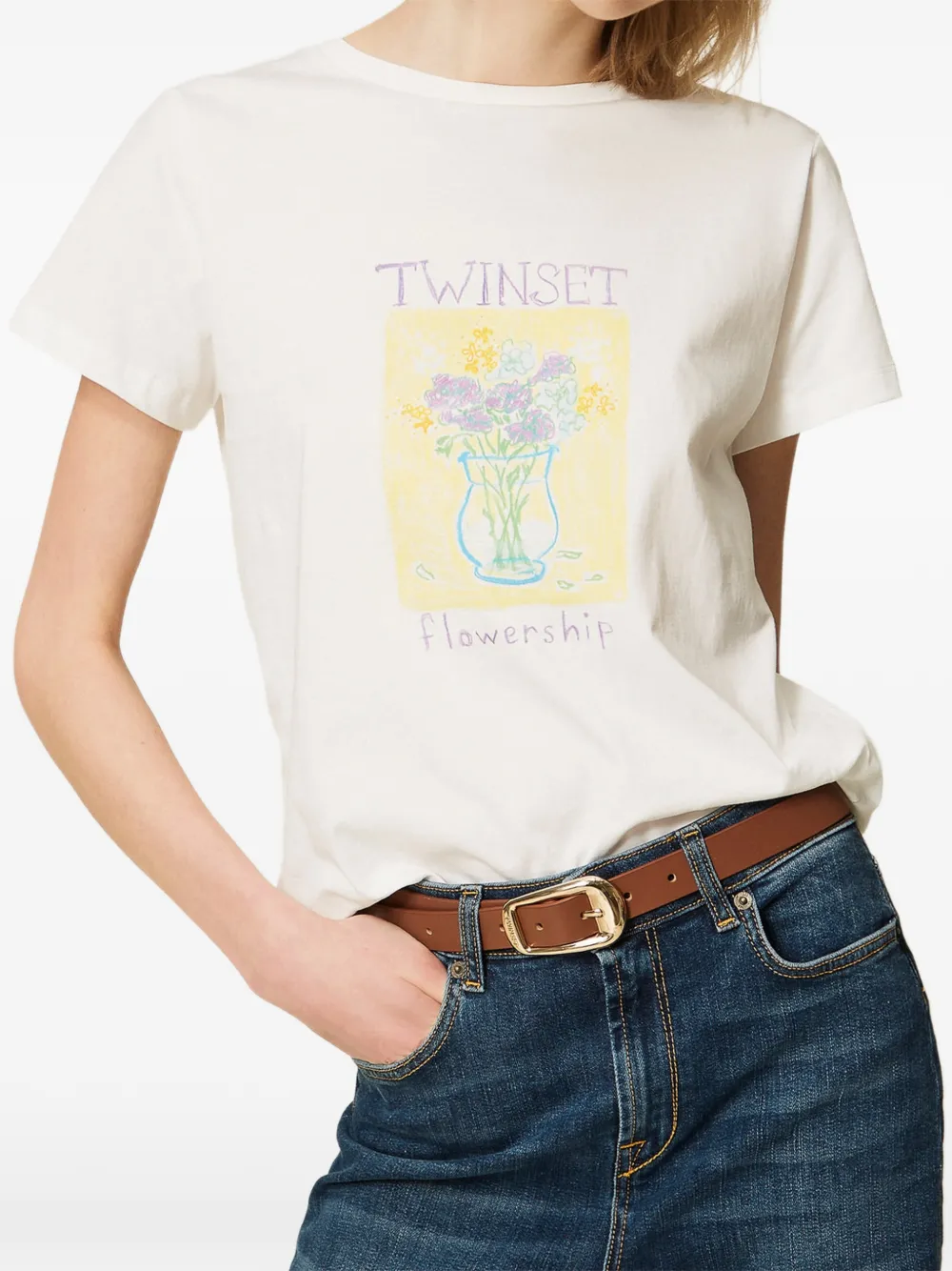 TWINSET T-shirt met bloemenprint Wit