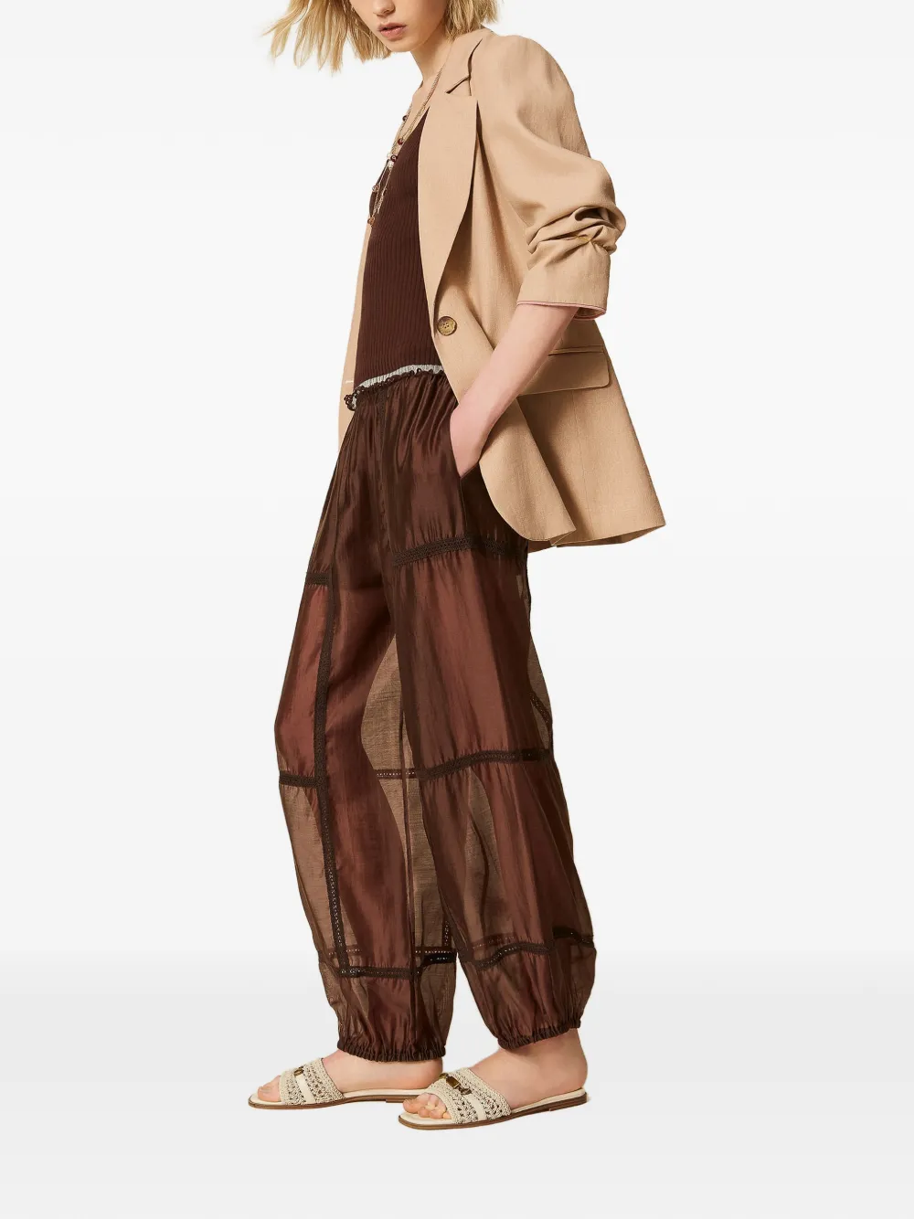 TWINSET Trainingsbroek met elastische tailleband Bruin