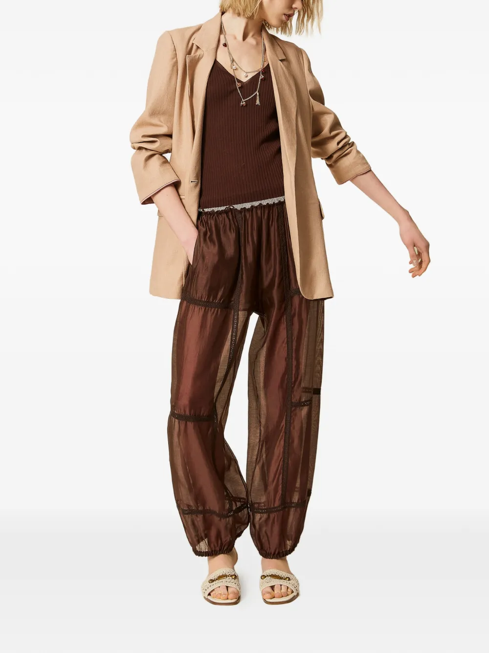 TWINSET Trainingsbroek met elastische tailleband Bruin