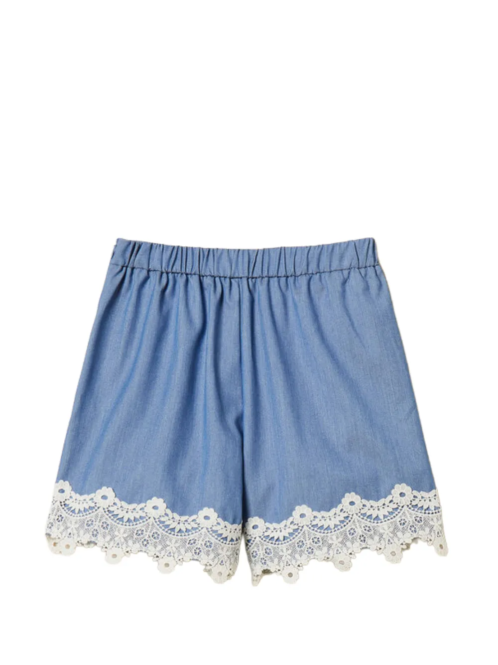 TWINSET Kids Shorts met afwerking van kant Blauw