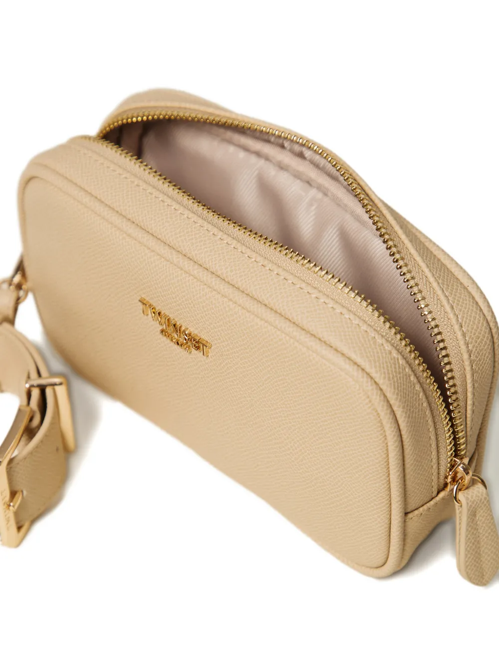 TWINSET Clutch met polsband en logo Beige