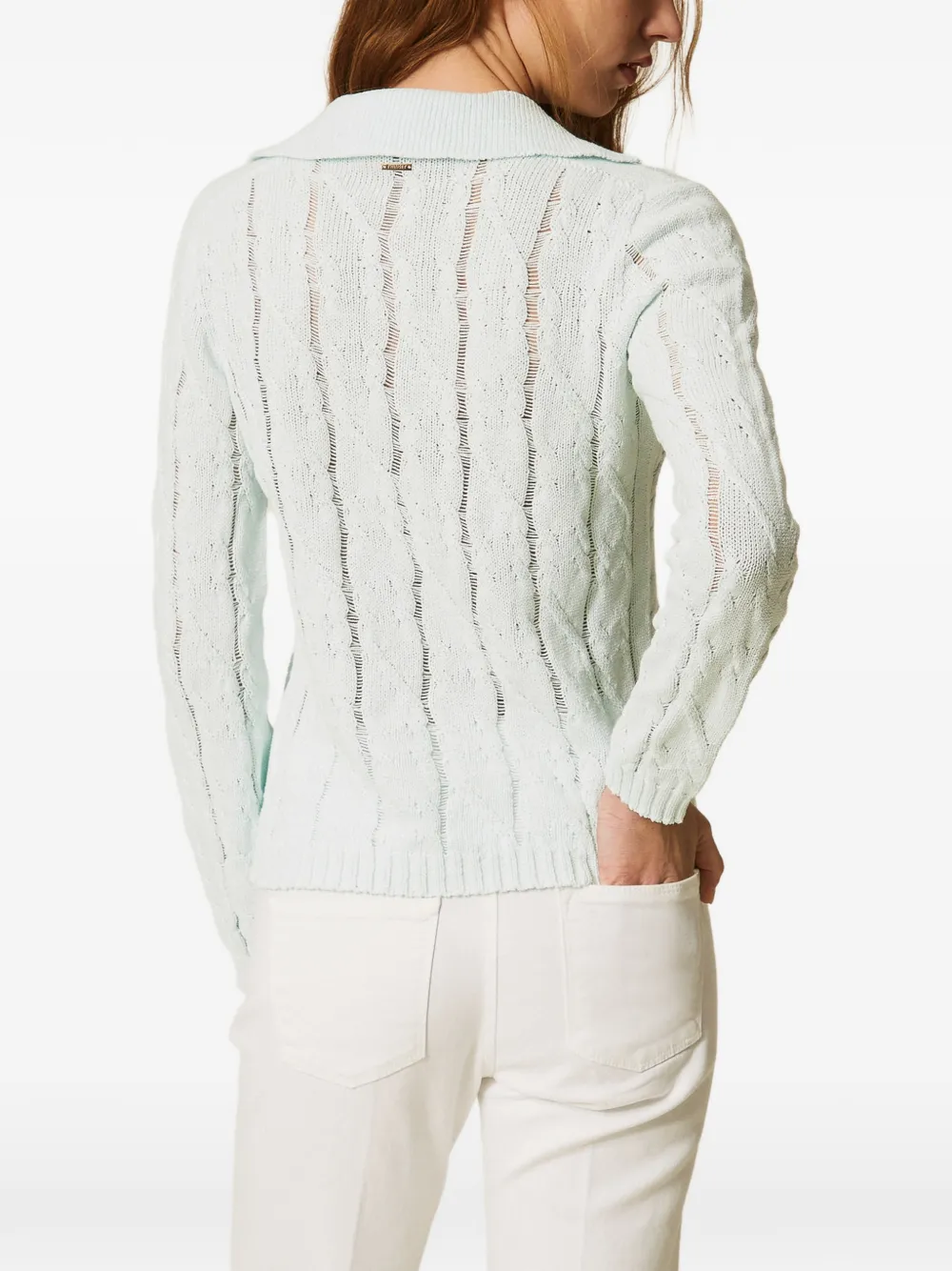 TWINSET Kabelgebreide trui met polokraag Groen