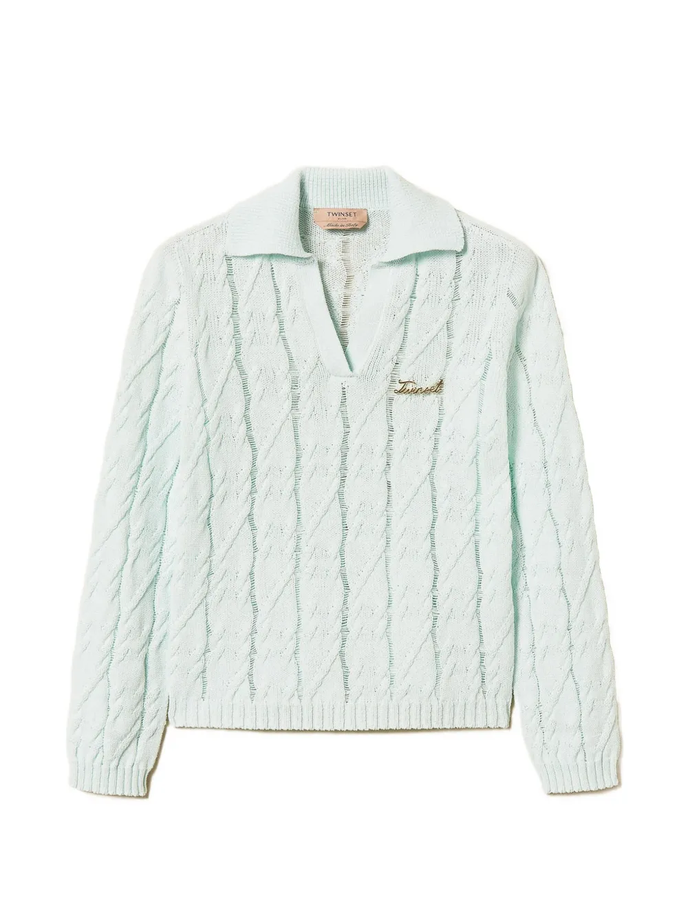 TWINSET polo-collar cable-knit sweater - Verde