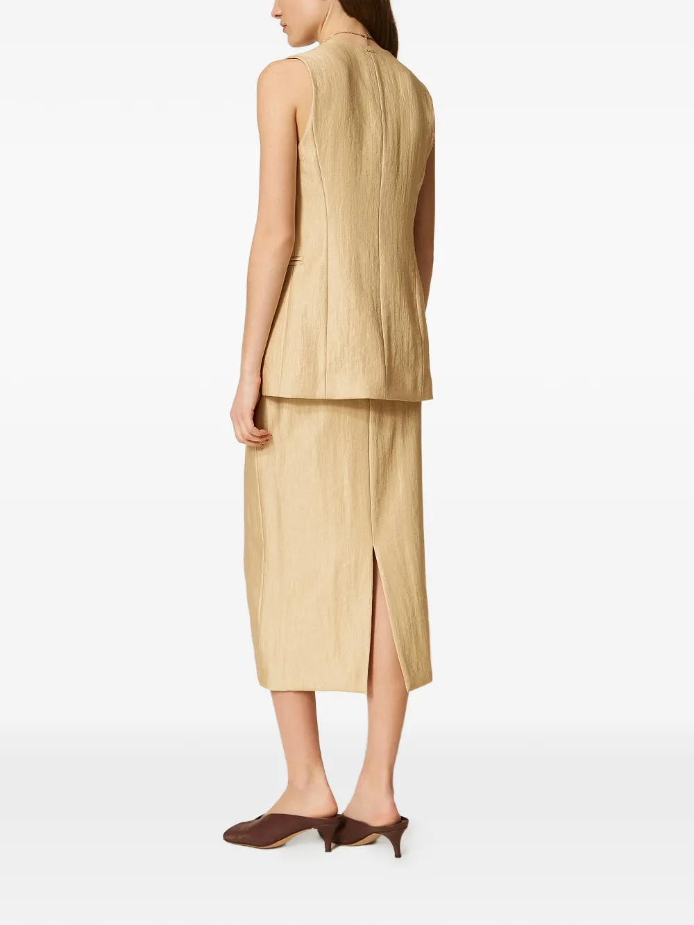 TWINSET Midi-rok met gelamineerd effect Beige