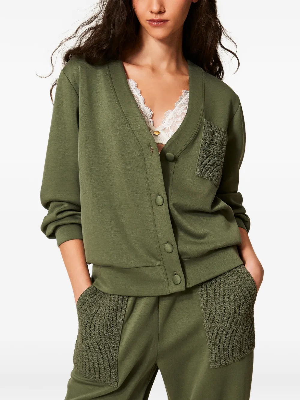 TWINSET Vest met gehaakt detail Groen