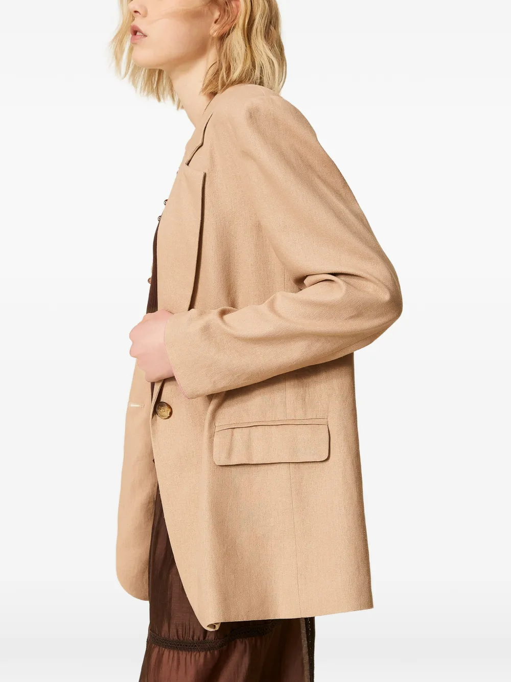 TWINSET Blazer met linnenblend Beige