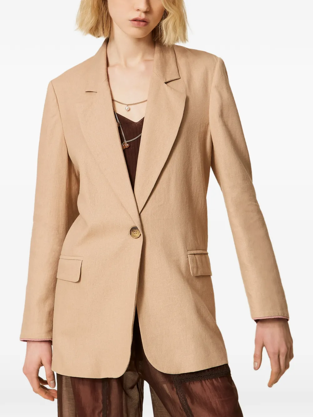 TWINSET Blazer met linnenblend Beige
