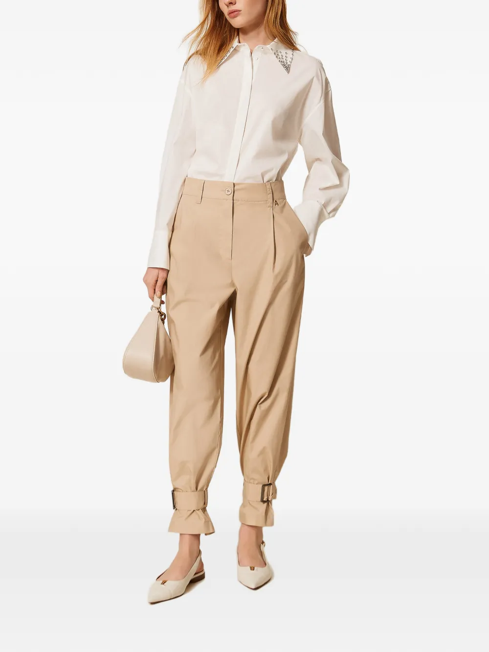  Twinset Buckled Tailored Trousers - Neutrals 