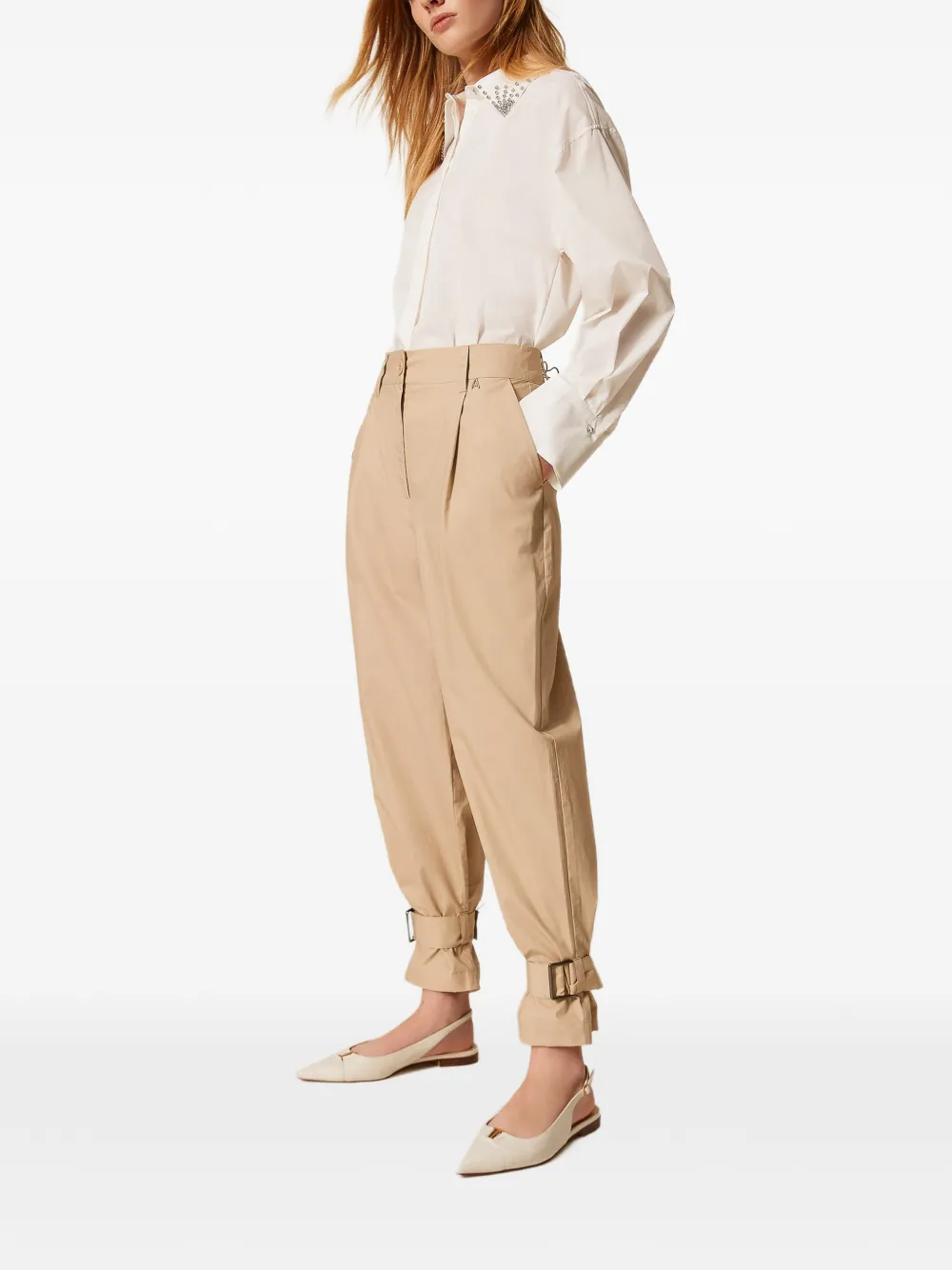  Twinset Buckled Tailored Trousers - Neutrals 