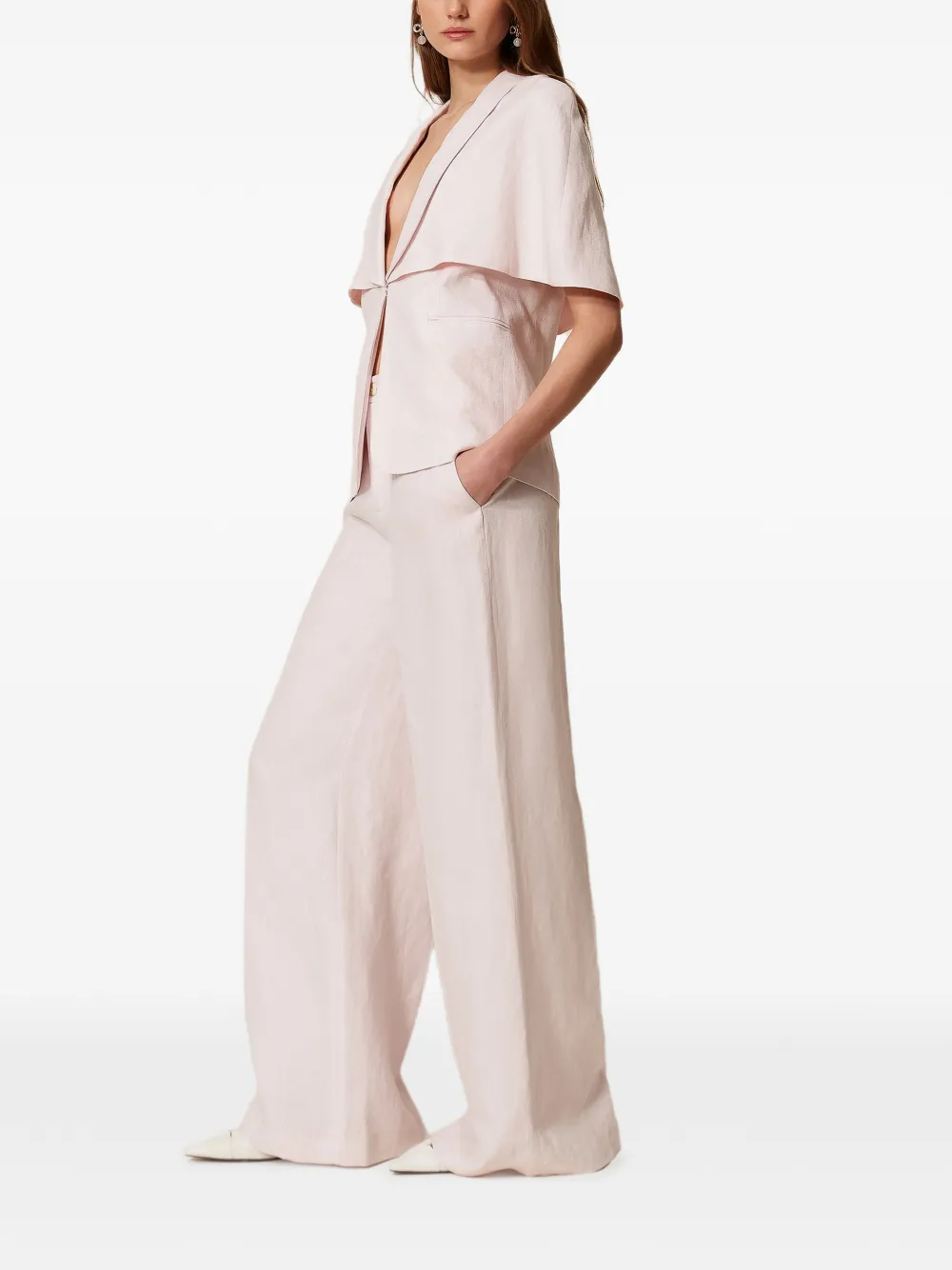 TWINSET Linnen broek met wijde pijpen Roze